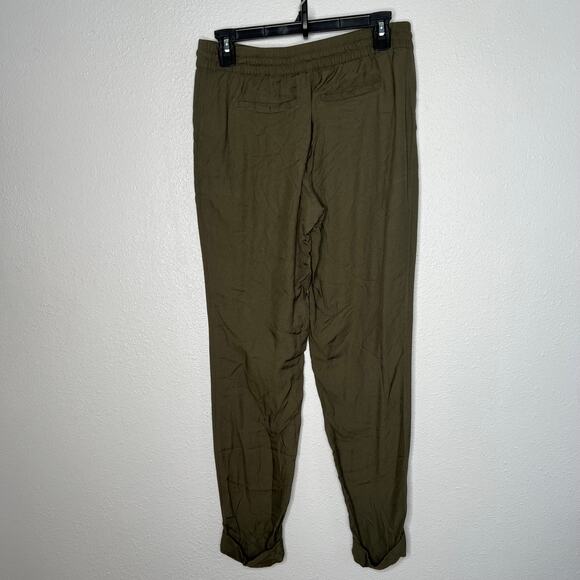 Joie Ankle Pants Olive Green Drawstring Waist Silk Pull On Tapered Leg Sz S - Picture 5 of 5